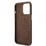 Guess iPhone 14 Pro Max -kuori Metal Plate Logo MagSafe ruskea