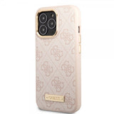 Guess iPhone 14 Pro Max Kuori Metal Plate Logo MagSafe Pinkki