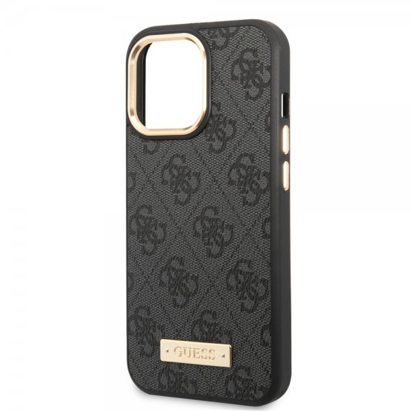 Guess iPhone 14 Pro Max Kuoret Metallilevy Logo MagSafe Musta
