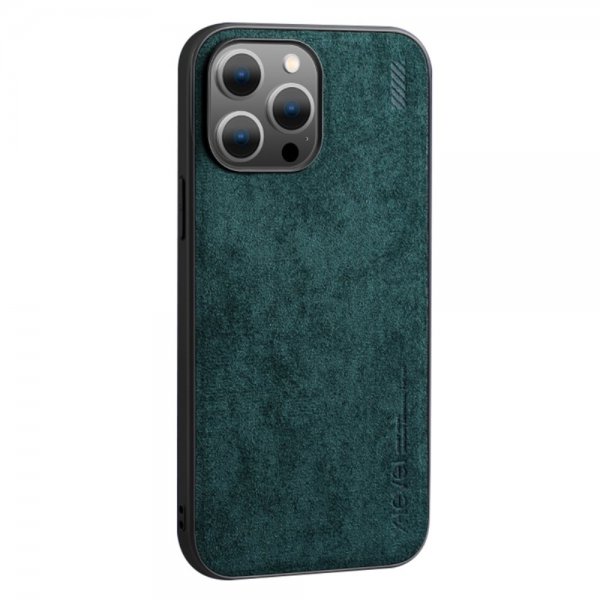 X-Level iPhone 14 Pro Max Suojakuori Mokkanahkajäljitelmä Vihreä
