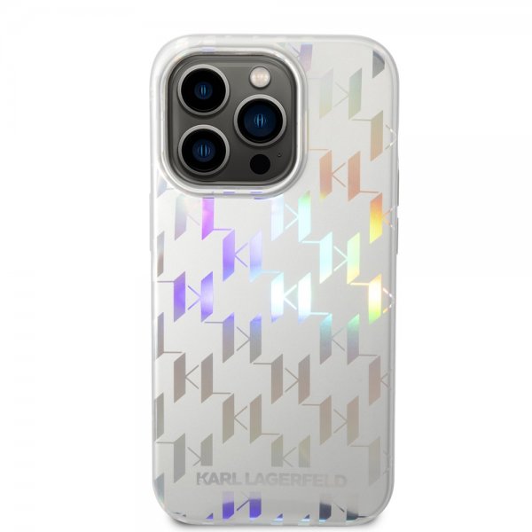 Karl Lagerfeld iPhone 14 Pro Max Kuori Monogram Iridescent Silver