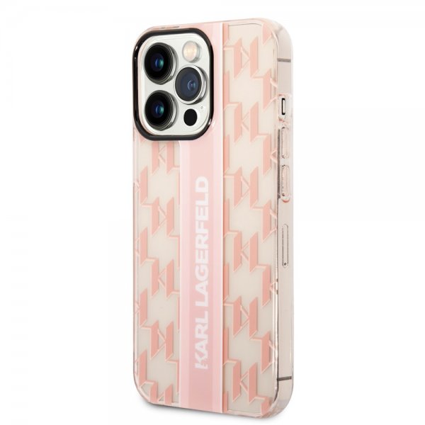 Karl Lagerfeld iPhone 14 Pro Max Suojakuori Monogram Vertical Stripe Pink