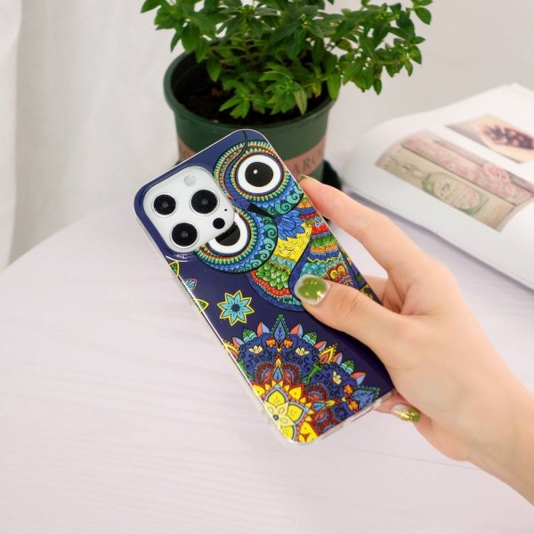 iPhone 14 Pro Max Kuoret Kuviollinen Värikäs Pöllö