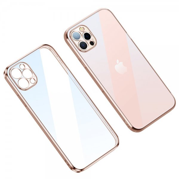 Sulada iPhone 14 Pro Max -kuori, jossa päällystetyt reunat, vaaleanpunainen