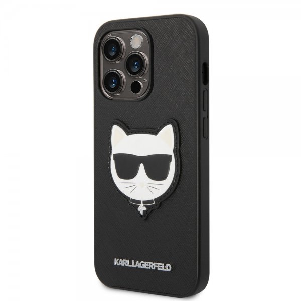 Karl Lagerfeld iPhone 14 Pro Max Suojakuori Saffiano Choupette Musta