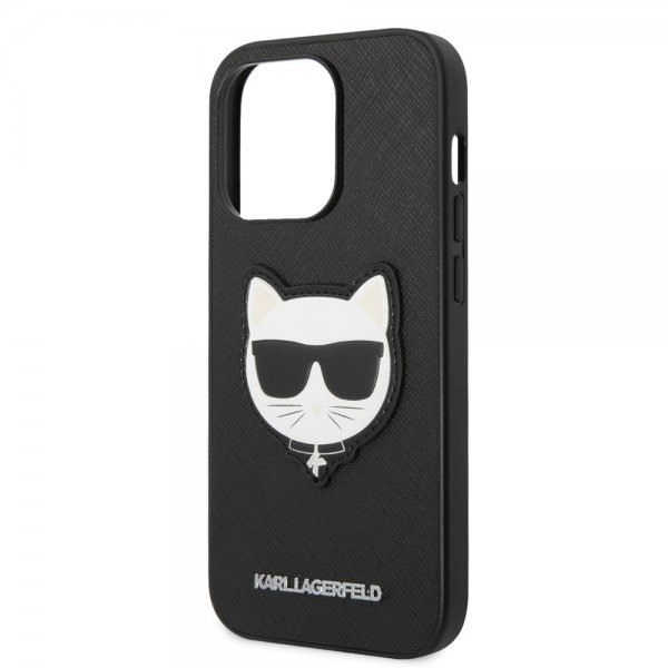Karl Lagerfeld iPhone 14 Pro Max Suojakuori Saffiano Choupette Musta
