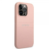 Guess iPhone 14 Pro Max -kuoret Saffiano Metal Logo Stripes, ruusukulta