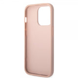 Guess iPhone 14 Pro Max -kuoret Saffiano Metal Logo Stripes, ruusukulta