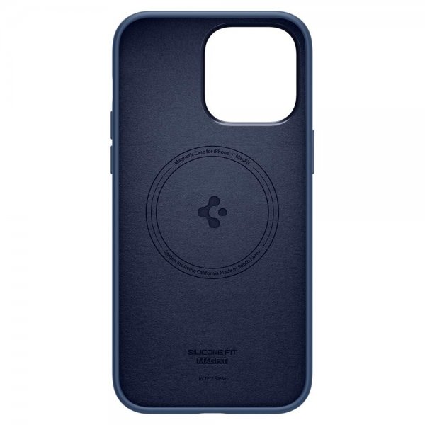 Spigen iPhone 14 Pro Max -kuori, Silicone Fit MagFit, laivastonsininen