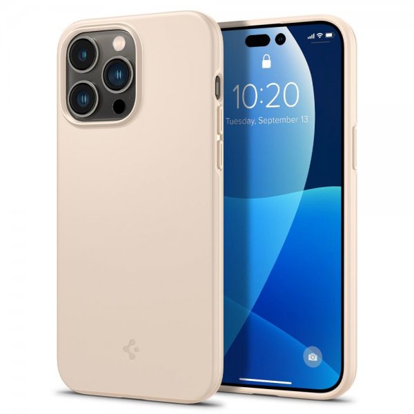 Spigen iPhone 14 Pro Max Thin Fit -suojakuori, hiekanbeige