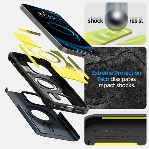 Spigen iPhone 14 Pro Max -suojakuori Tough Armor MagFit, Metal Slate