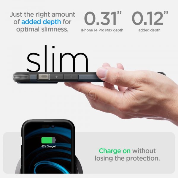 Spigen iPhone 14 Pro Max -suojakuori Tough Armor MagFit, Metal Slate