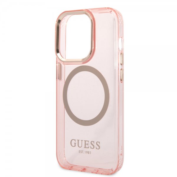 Guess iPhone 14 Pro Max Kuori Läpikuultava MagSafe Vaaleanpunainen