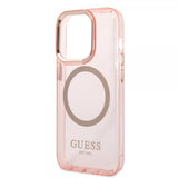 Guess iPhone 14 Pro Max Kuori Läpikuultava MagSafe Vaaleanpunainen