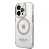 Guess iPhone 14 Pro Max Kuori Läpinäkyvä MagSafe Kulta Läpinäkyvä