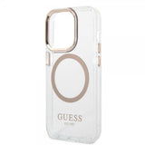 Guess iPhone 14 Pro Max Kuori Läpinäkyvä MagSafe Kulta Läpinäkyvä