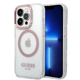 Guess iPhone 14 Pro Max -kuori läpinäkyvä MagSafe pinkki läpinäkyvä