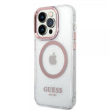 Guess iPhone 14 Pro Max -kuori läpinäkyvä MagSafe pinkki läpinäkyvä