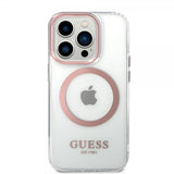 Guess iPhone 14 Pro Max -kuori läpinäkyvä MagSafe pinkki läpinäkyvä
