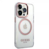 Guess iPhone 14 Pro Max -kuori läpinäkyvä MagSafe pinkki läpinäkyvä