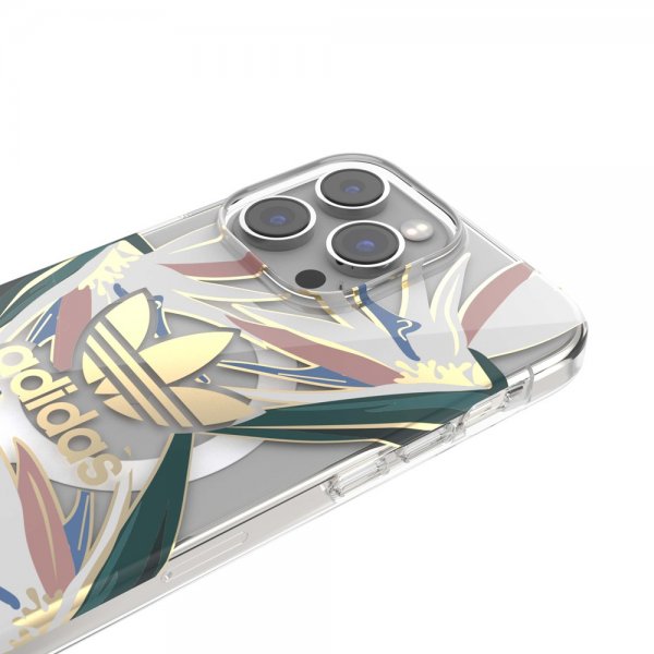 Adidas iPhone 14 Pro Max -kuori Trefoil Clear Case MagSafe Gold