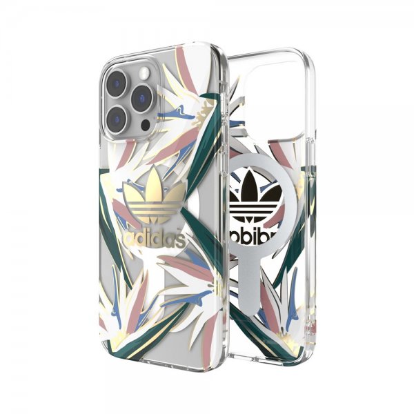 Adidas iPhone 14 Pro Max -kuori Trefoil Clear Case MagSafe Gold