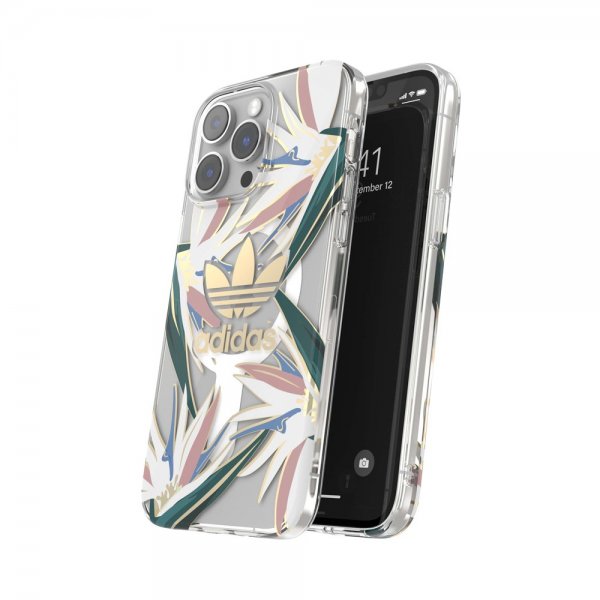 Adidas iPhone 14 Pro Max -kuori Trefoil Clear Case MagSafe Gold