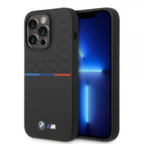 BMW iPhone 14 Pro Max Kuori Tricolor Line & Logo Musta