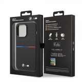 BMW iPhone 14 Pro Max Kuori Tricolor Line & Logo Musta