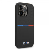 BMW iPhone 14 Pro Max Kuori Tricolor Line & Logo Musta