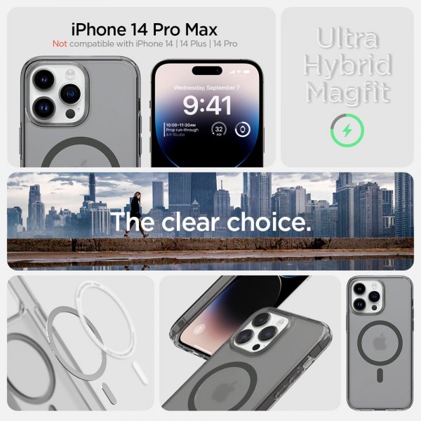 Spigen iPhone 14 Pro Max -suojakuori Ultra Hybrid MagFit Frost Black