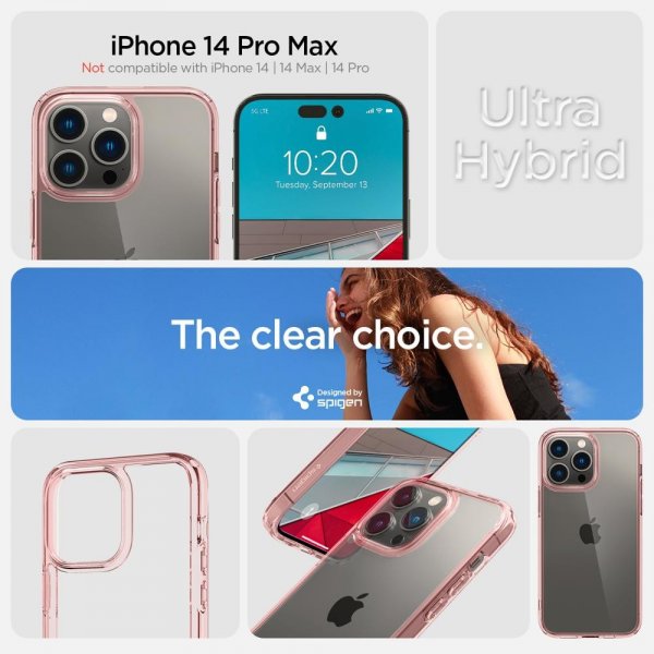 Spigen iPhone 14 Pro Max Suojakuori Ultra Hybrid Rose Crystal