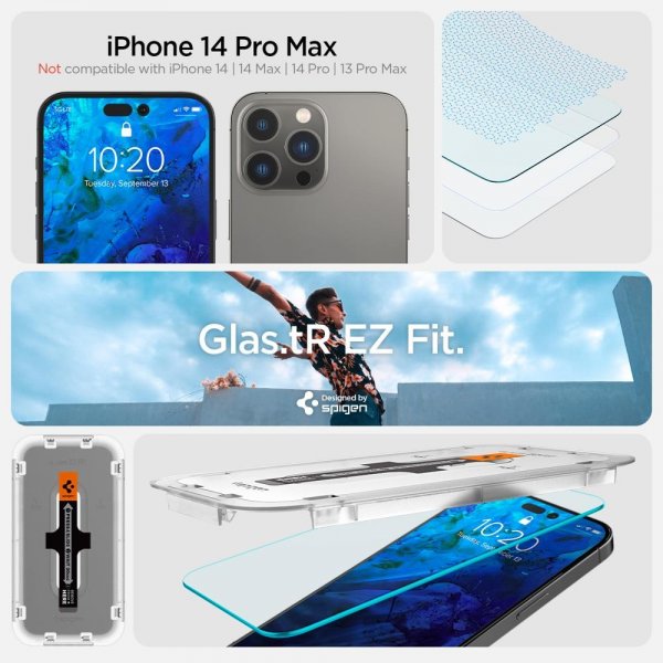 Spigen iPhone 14 Pro Max -näytönsuoja GLAS.tR EZ Fit 2-pakkaus