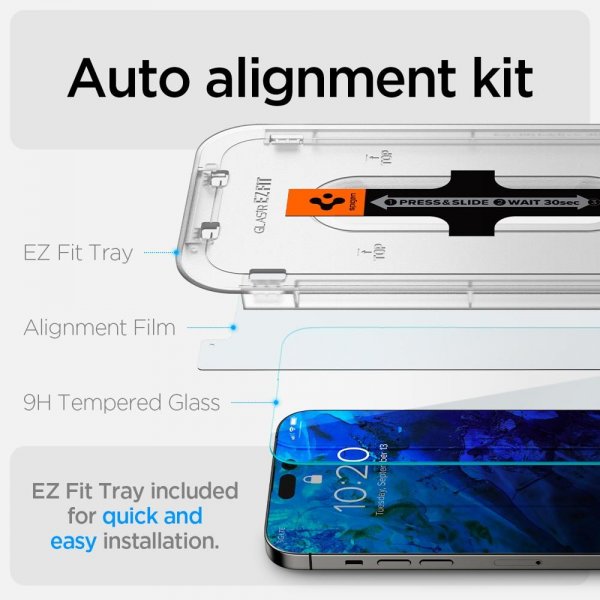 Spigen iPhone 14 Pro Max -näytönsuoja GLAS.tR EZ Fit 2-pakkaus