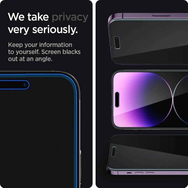 Spigen iPhone 14 Pro Max Näytönsuoja GLAS.tR EZ Fit Privacy 2-pakkaus
