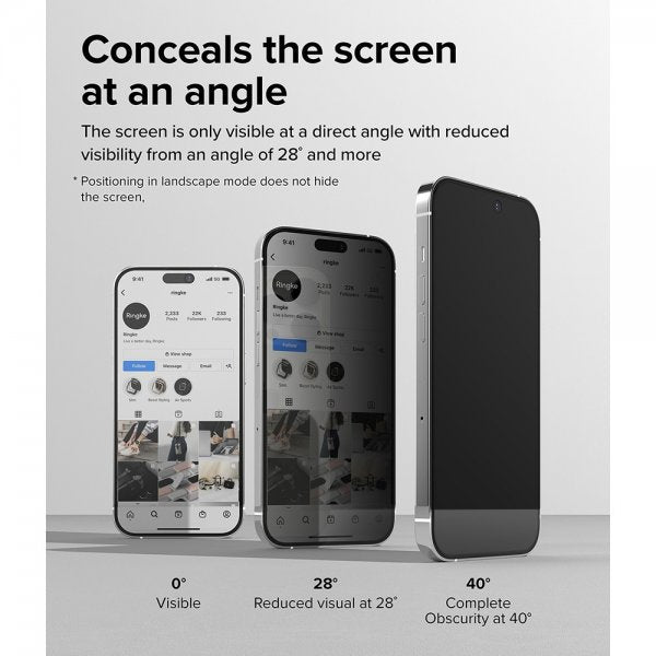 Ringke iPhone 14 Pro Max -näytönsuoja Privacy Glass