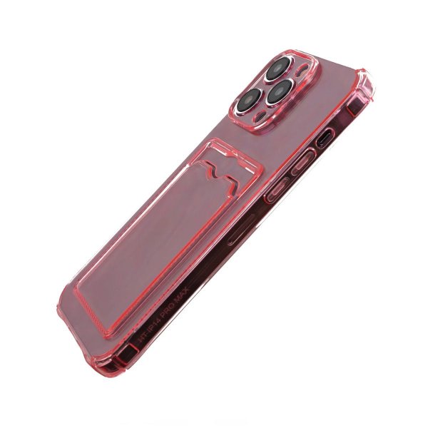 iPhone 14 Pro Max Kuori Korttikotelolla Iskunvaimentava Pinkki