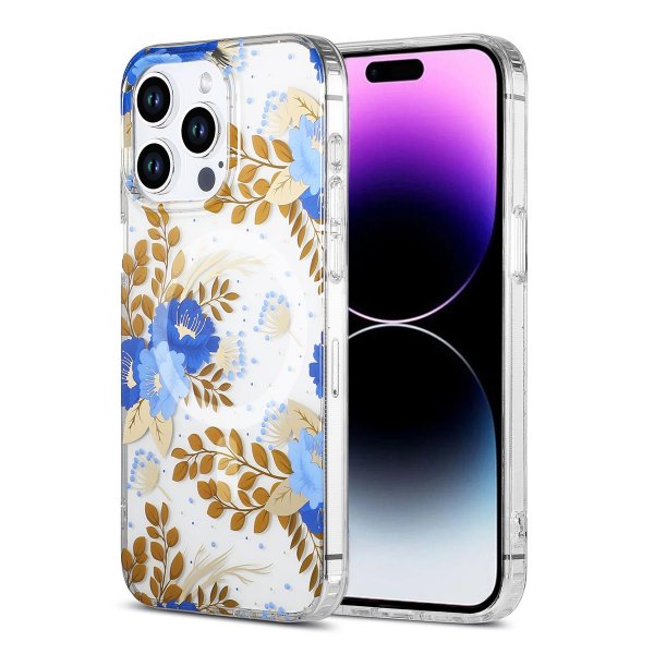 iPhone 14 Pro Kuori Kukka MagSafe Sinikulta