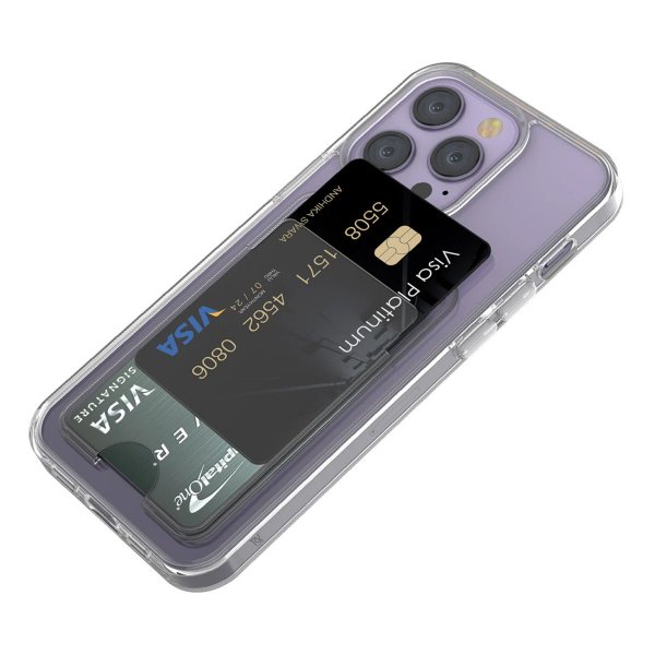 Rvelon iPhone 14 Pro -suojakuori, jossa korttipidike, läpinäkyvä