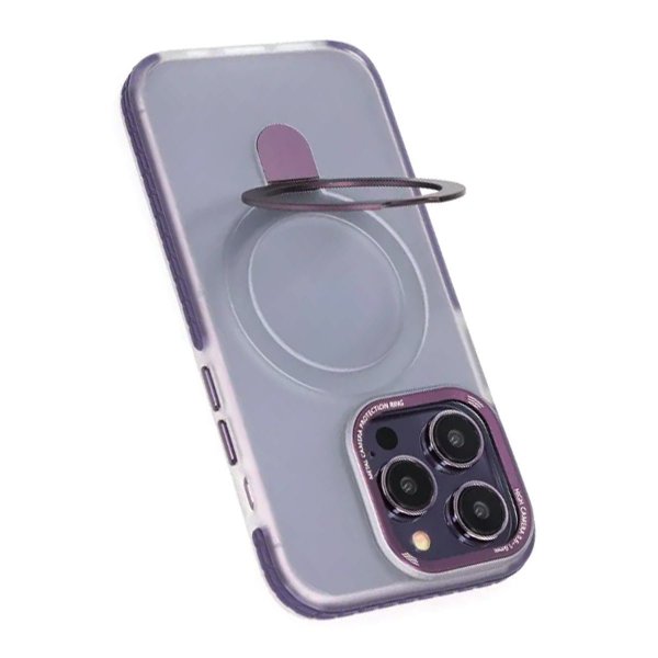 iPhone 14 Pro -suojakuori MagSafella, taitettava, jalustalla, violetti