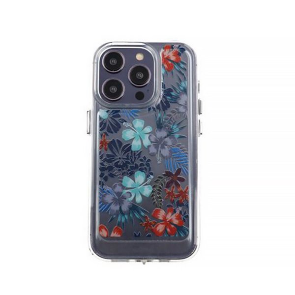 iPhone 14 Pro -kuoret punaisella kukkakuviolla