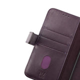 Rvelon iPhone 14 Pro -kotelo, aitoa nahkaa, korttipaikka, violetti