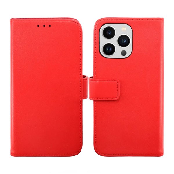 Rvelon iPhone 14 Pro Kotelo Aitoa nahkaa Korttipaikka Punainen