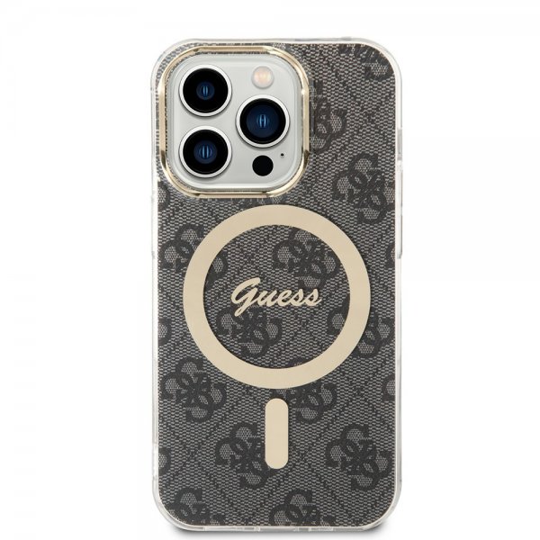 Guess iPhone 14 Pro Kuori 4G Pattern MagSafe Musta