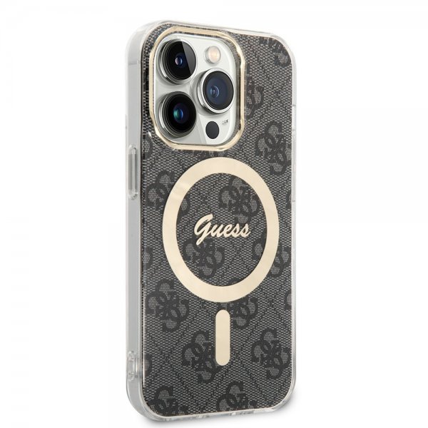 Guess iPhone 14 Pro Kuori 4G Pattern MagSafe Musta