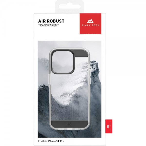 Black Rock iPhone 14 Pro -suojakuori Air Robust Case, musta läpinäkyvä