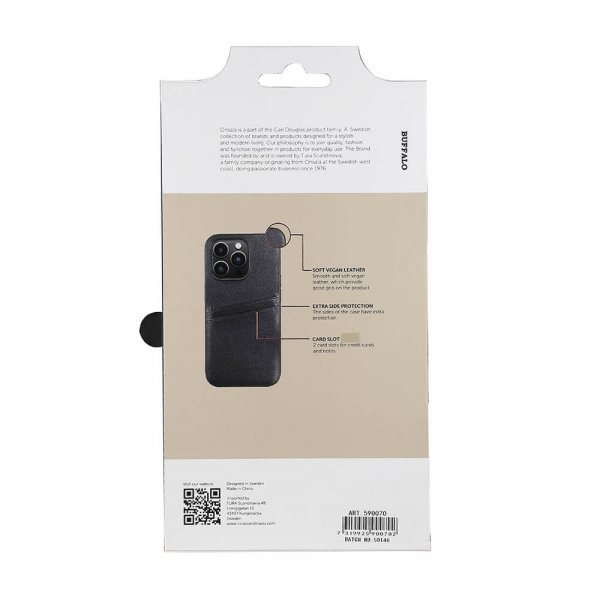 Buffalo iPhone 14 Pro Kuori Takakansi Korttipaikoilla Musta