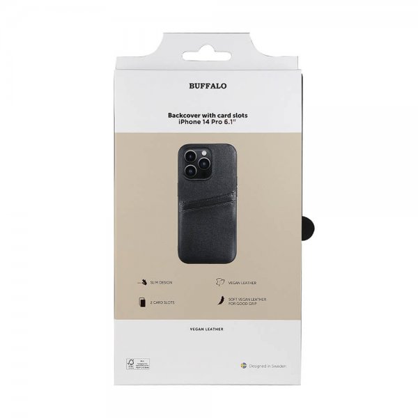 Buffalo iPhone 14 Pro Kuori Takakansi Korttipaikoilla Musta
