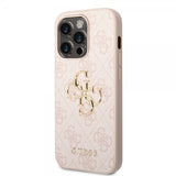 Guess iPhone 14 Pro -suojakuori Big Metal Logo, pinkki