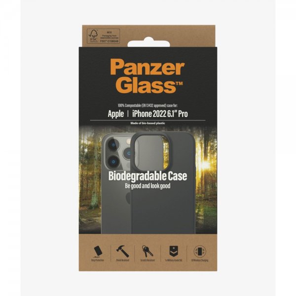 PanzerGlass iPhone 14 Pro -kuori Biodegradable Case, musta